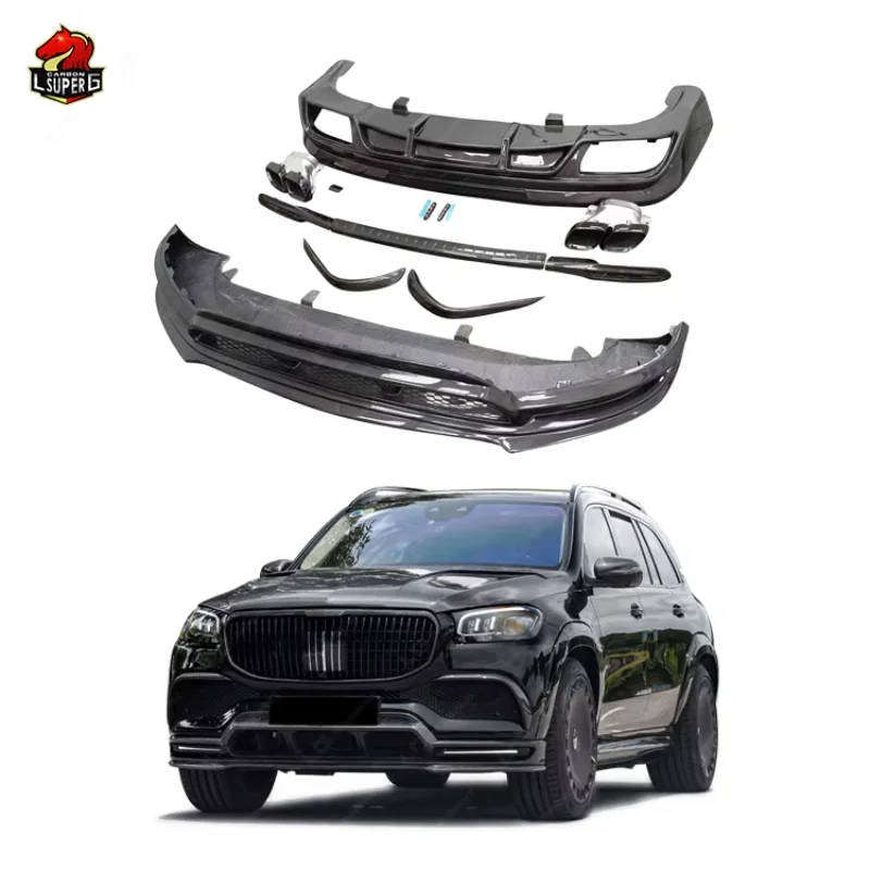 Carbon Fiber Body Kit For Mercedes Benz GLS MBH Upgrade To LD Style Front Lip Rear Diffuser Spoiler Grill Exhaust Car Kit