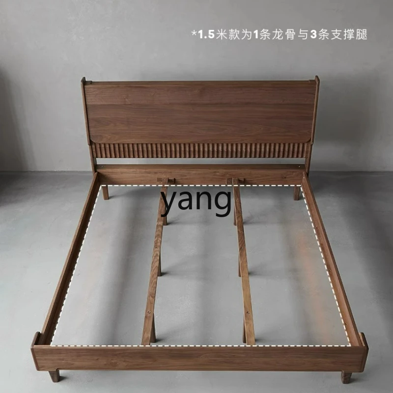 

CX Solid Wood Bed Black Walnut Furniture Double Bed Japanese Modern Simple