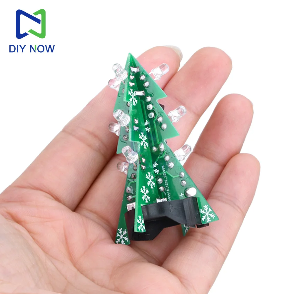 DIY 3D Christmas Tree Soldering Practice Electronic Science Assemble Kit Set Mini LED Flashing Christmas Tree DIY Kit DC 3V