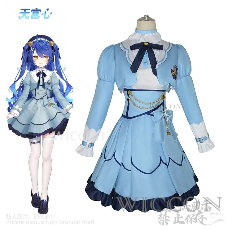 Anime YouTuber VTuber NIJISANJI Vliver Cosplay Amamiya Kokoro Costume Lolita Dress Wig Sexy Lovely Suit For Girls Customized