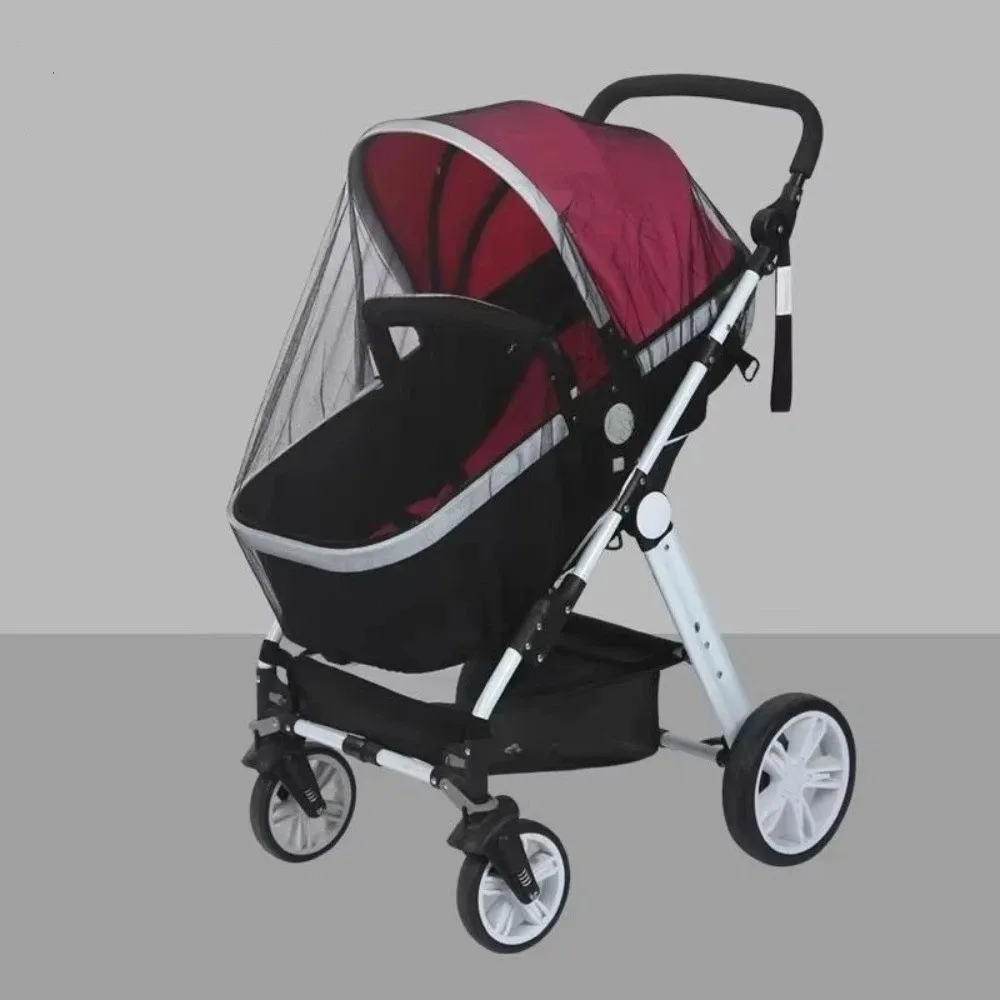 Full Coverage Pram Mosquito Net Windproof Sunshade Dense Mesh Insect Shield Net Polyester Material Snug Fit Design