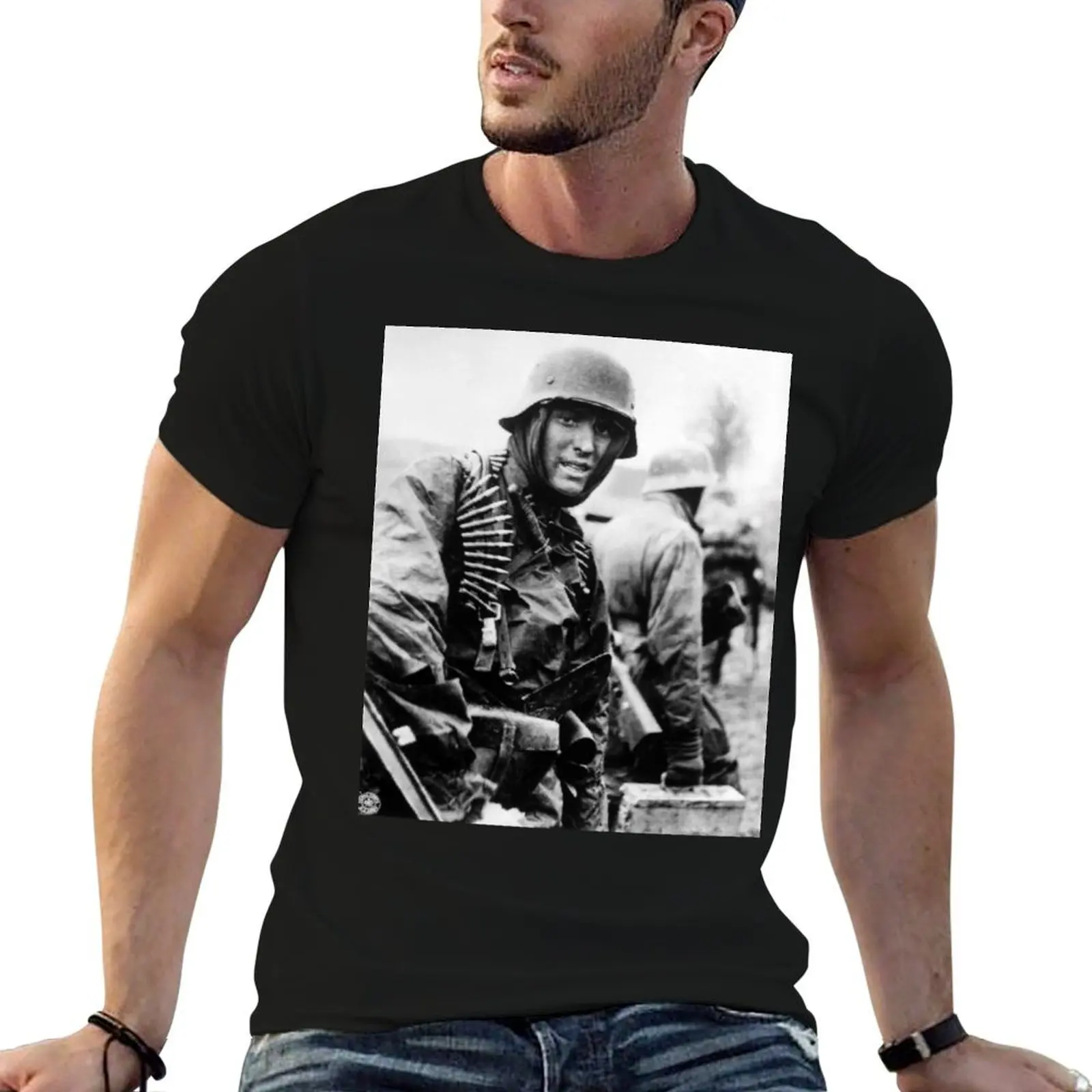German MG42 Gunner Ardennes Offensive T-Shirt Breathable Lightweight Summer Top
