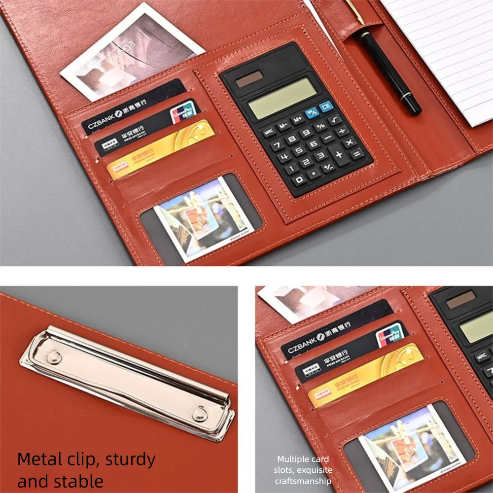 Multifunctional A4 Conference Folder Vintage File Storage Contract File Folders Portable Writing Pads Document Organizer Resume