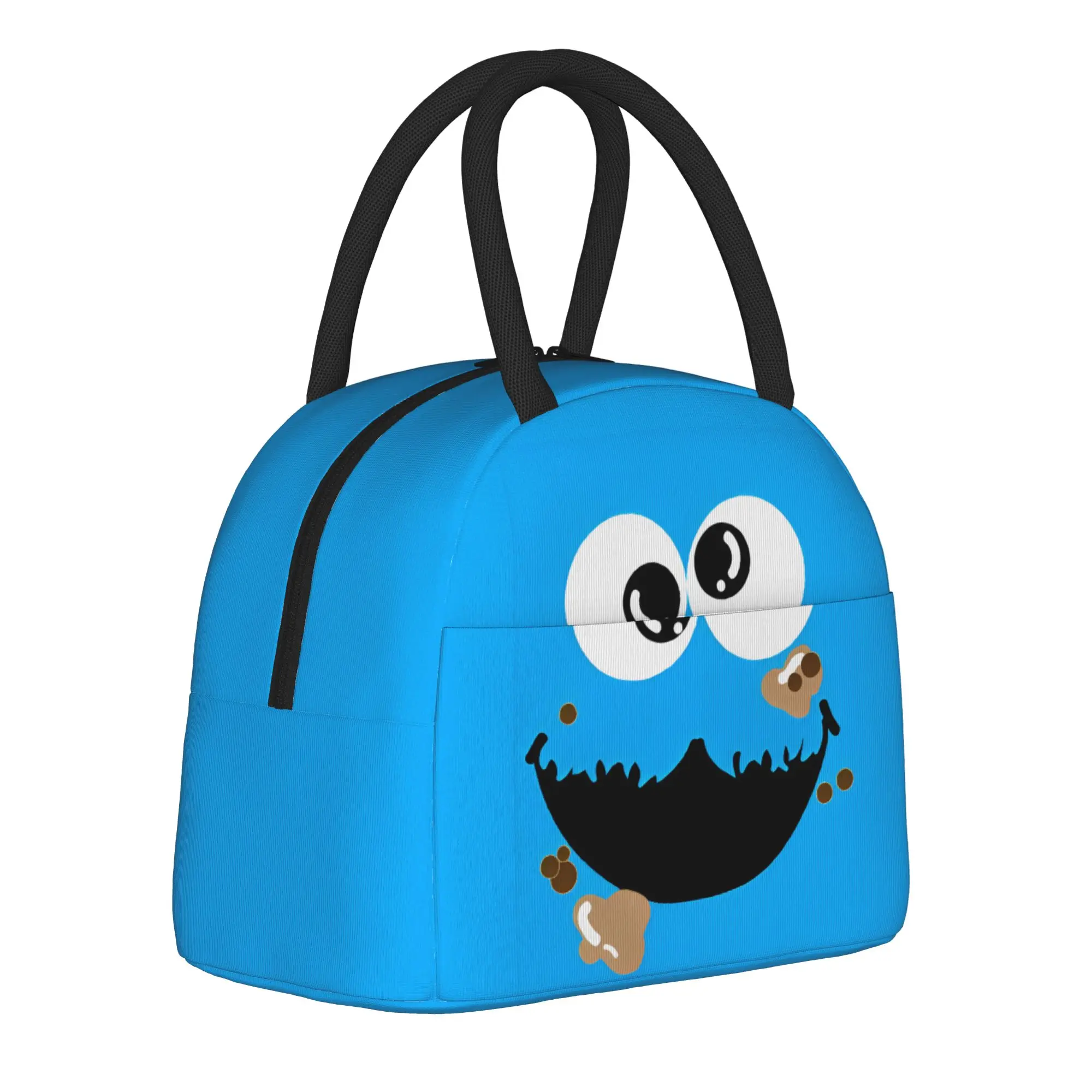 Sesames Streets Cookie Cartoon Insulated Lunch Bags Cooler Bag Reusable,Lunch Container Comedy Portable Tote Lunch Box Work