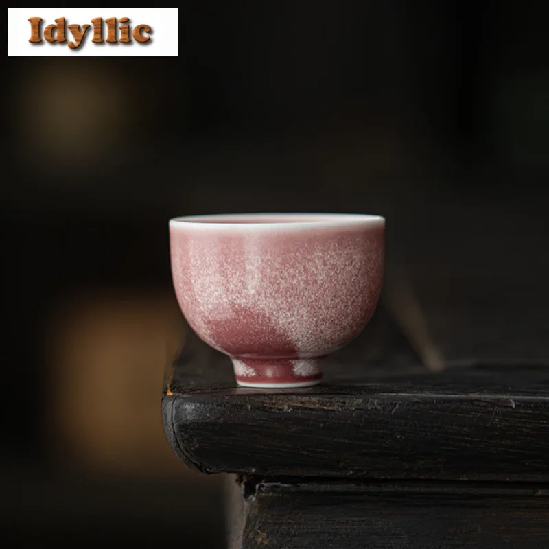 

2pc/lot Crystal Glaze Kiln Fambe Pink Teacup Zen Tea Bowl Single Cups Tea-tasting Meditation Cup Chazhan Master Cups Teaset 60ml