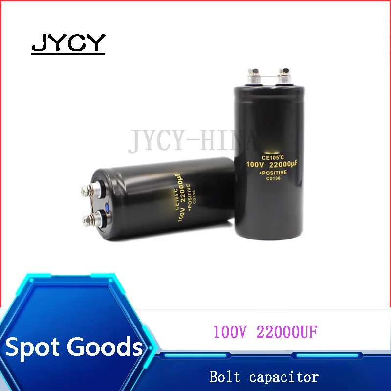 

1PCS/lote Bolt capacitor 100V 22000UF NEW 100v 22000uf 100v Volume size 50x105mm Bolt/screw foot large capacitor