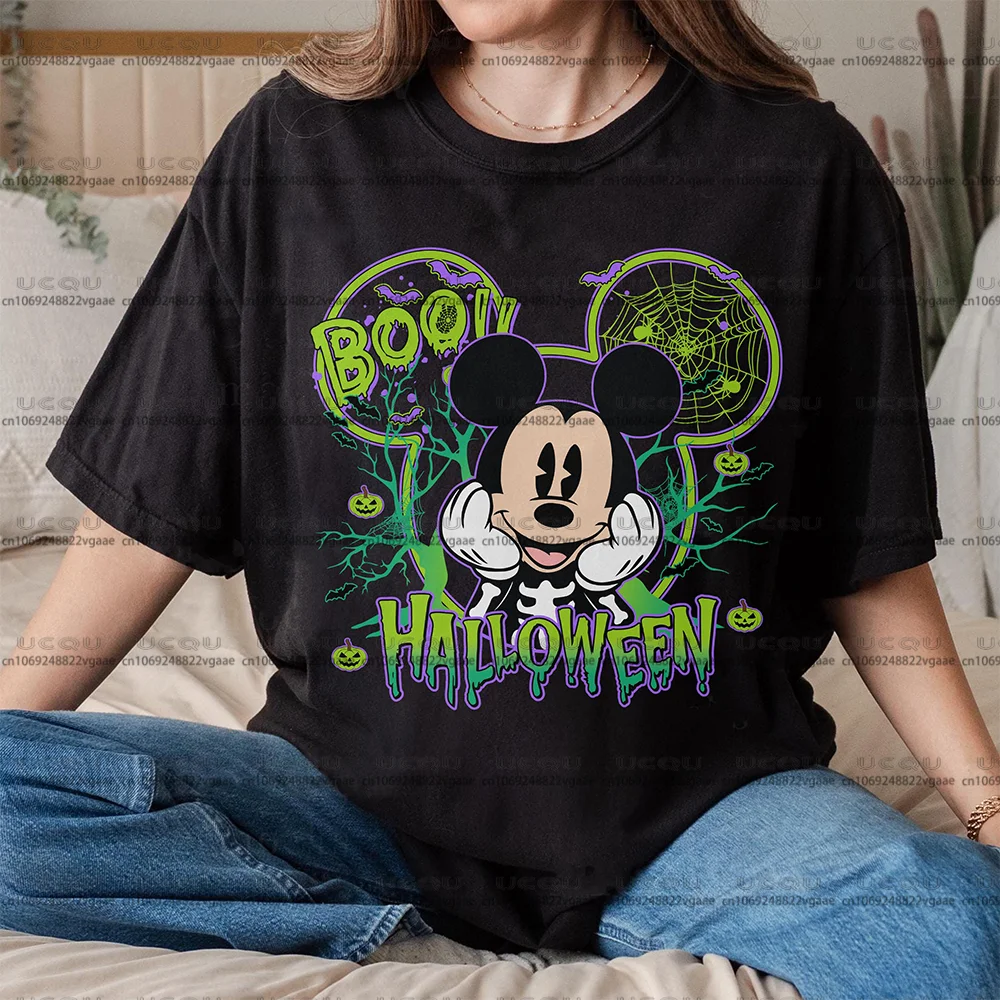 

Комфортная футболка с персонажами Хэллоуина Диснея, топ, подарок на день рождения, Y2k, вечерние, хлопковая, семейная, отпускная, толстовка с Микки, унисекс, поездка