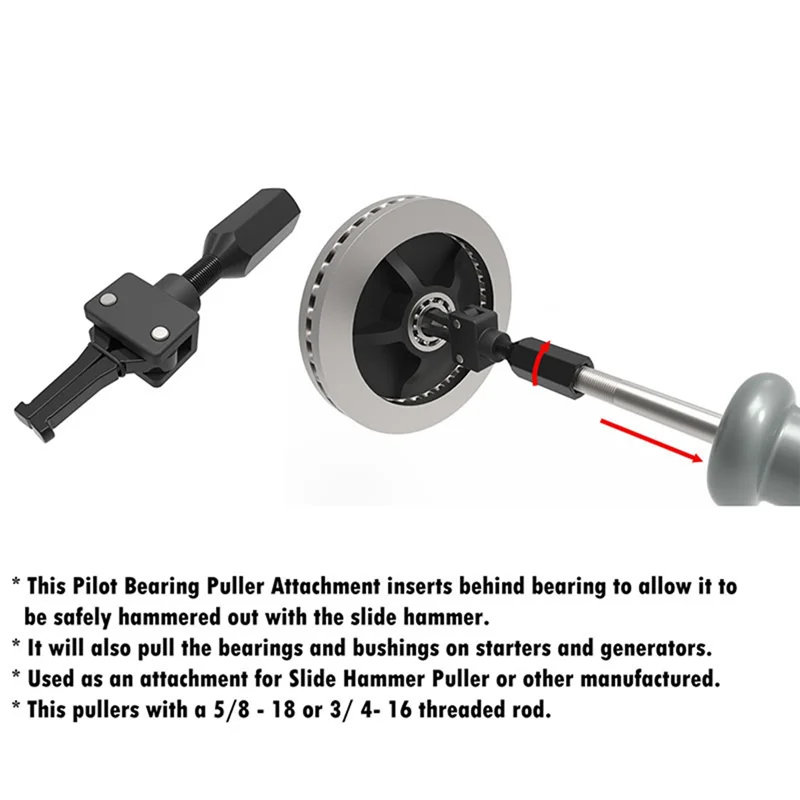 

A21Q-27059 Съемник пилотного подшипника для скользящего молотка, 2-кулачковый съемник Инструмент для снятия пилотного подшипника, для резьбовых стержней 5/8 х 18,3/4 х 16