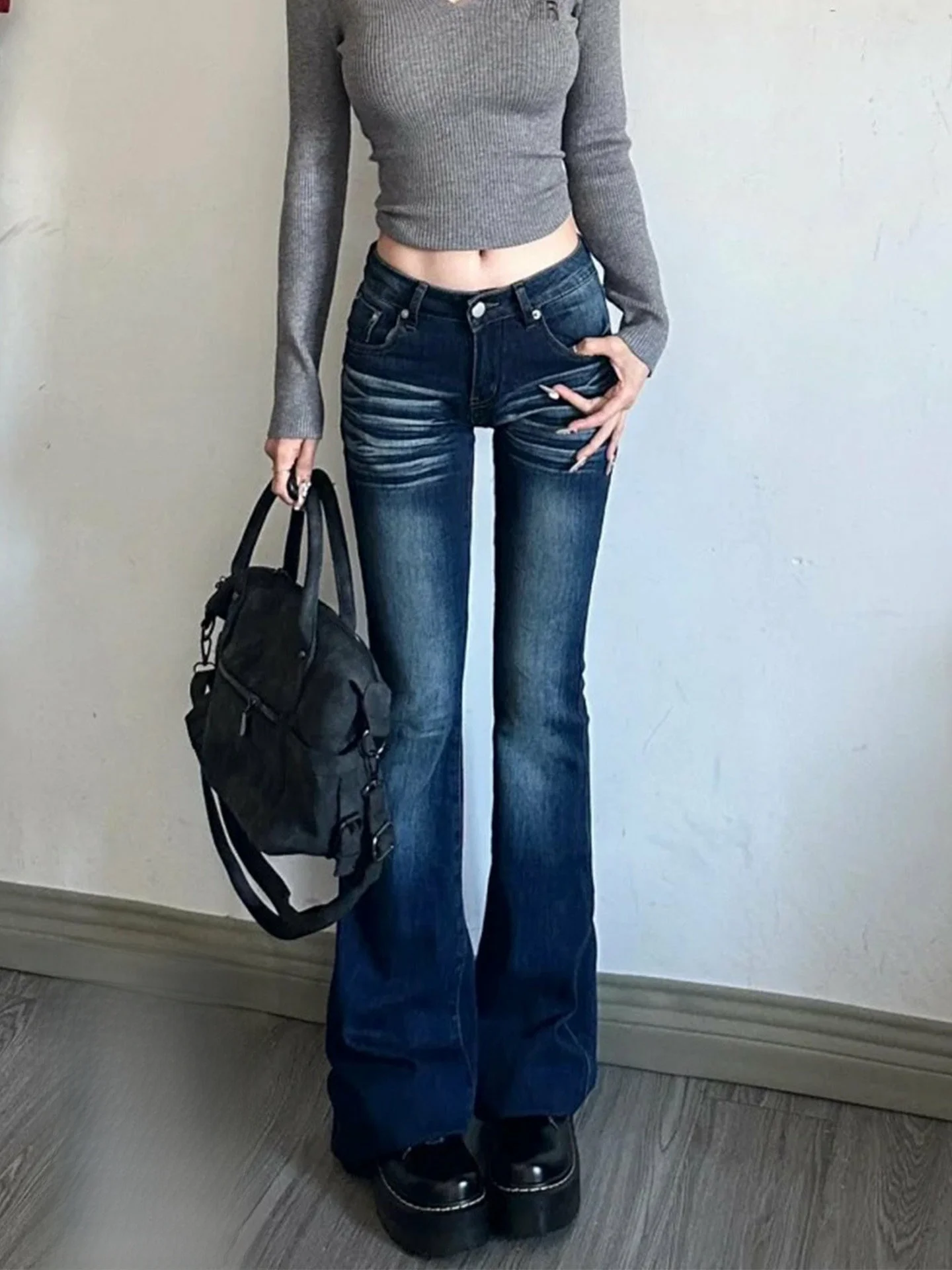 

Retro American Style High Waist Wide Leg Jeans Women's Spring Summer Loose Fit Distressed Floor Length Trousers