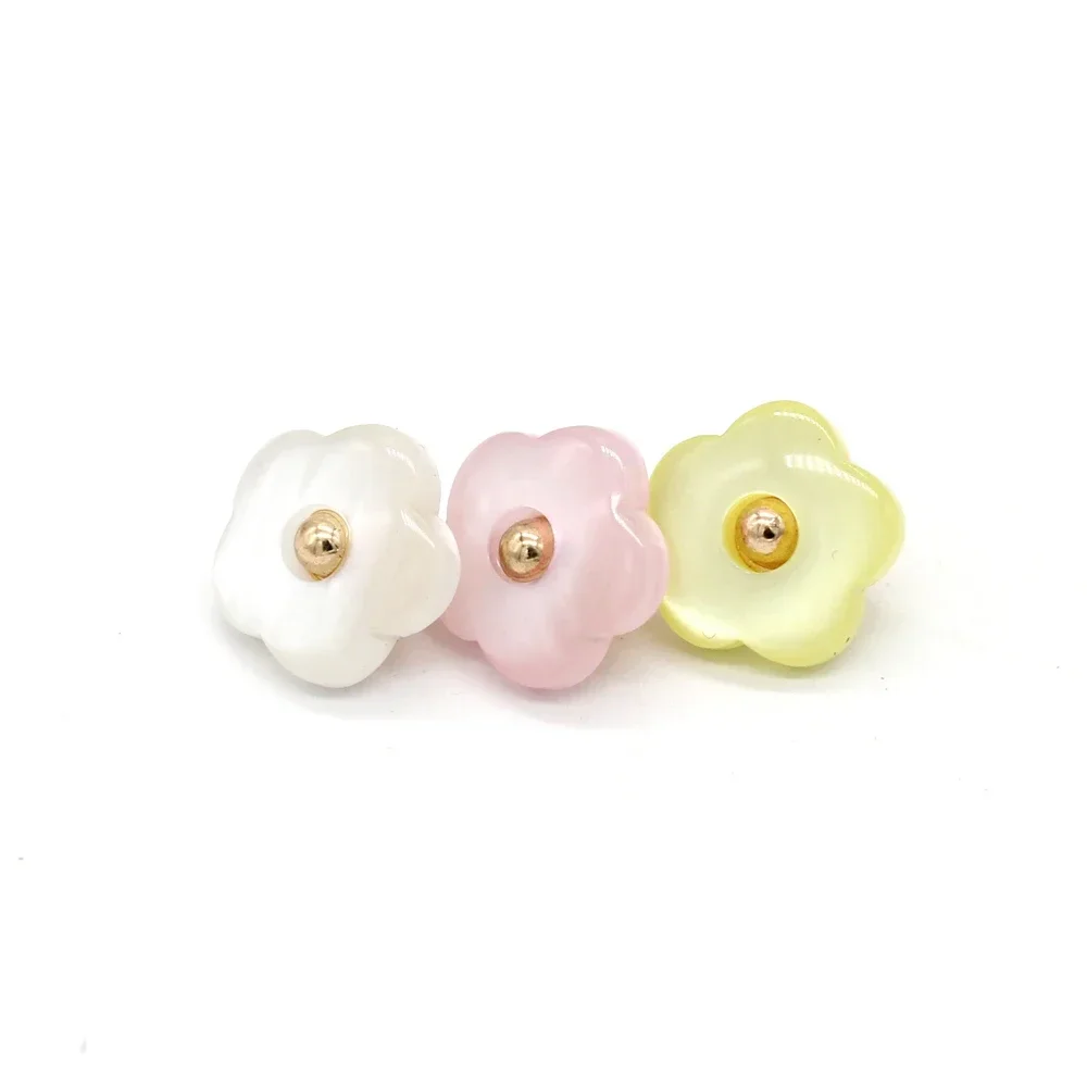 DOTOLLE 20Pcs 11mm Vintage Flower Pearl Metal Shank Buttons for Clothing Shirt Blouse Cuff Collar Pink Green Decorative Button