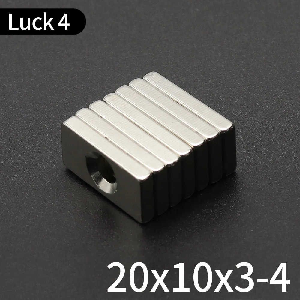 5/10/20/50/100Pcs Block Magnet 20x10x3-4 Neodymium Magnet N35 20mm x 10mm x 3hole4mm Permanent NdFeB Super Strong Powerful