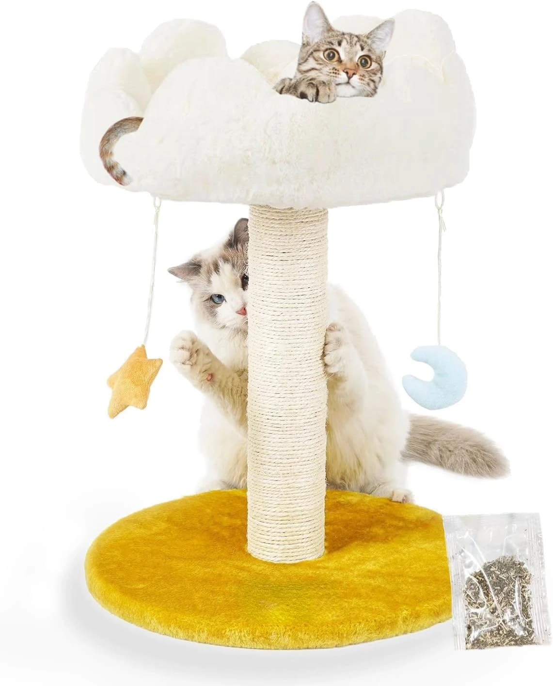 

Cloud Cat Scratching Post with Bed, Cat Tree Tower for Indoor Cats, Natural Sisal Cat Scratcher with Soft Perch for Cats