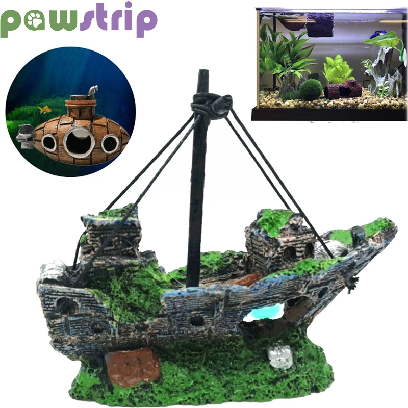 

Aquarium Fish Tank Decorations Landscape Simulation Resin Pirate Ship Wreck Ship Vintage Ornaments Home Aquarium Accessories