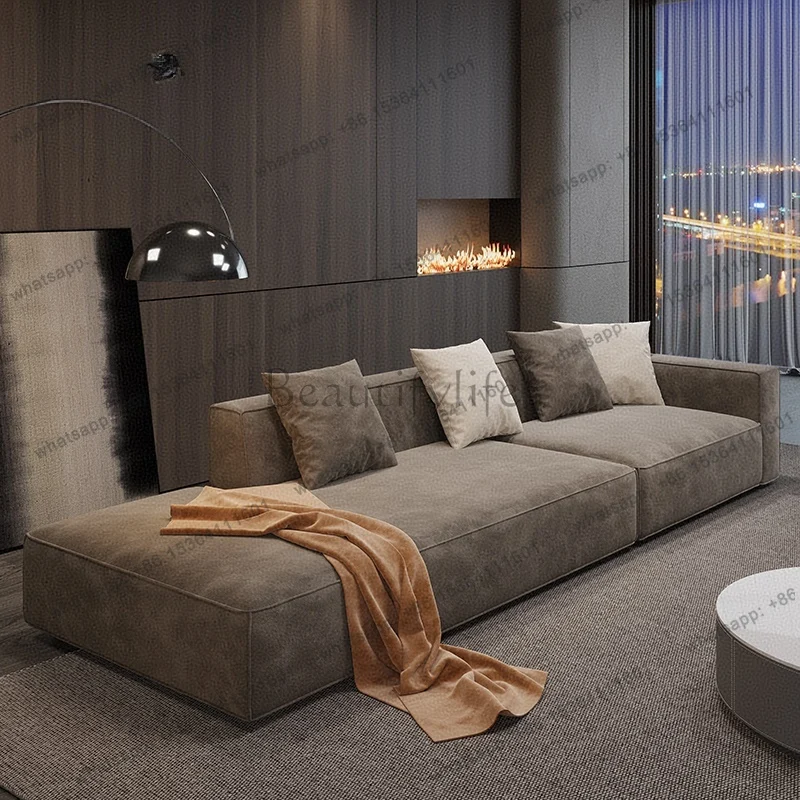 

Italian minimalist matte fleece tofu sofa small apartment living room combination corner sofa