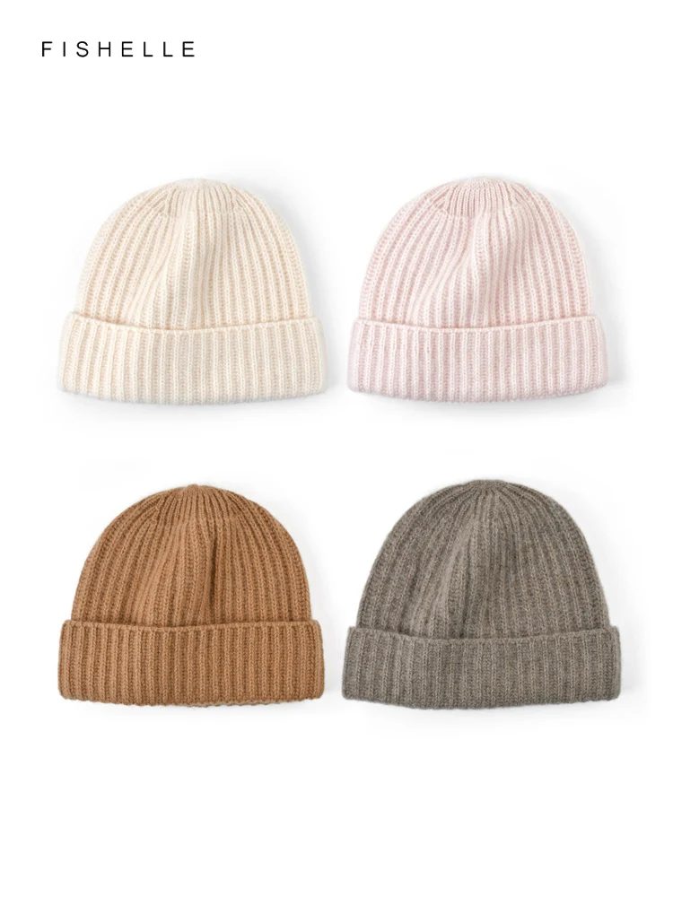 Solid color simple style wool hat for women autumn winter warm knitting wool beanie for men adults casual cap