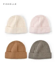 Solid color simple style wool hat for women autumn winter warm knitting wool beanie for men adults casual cap