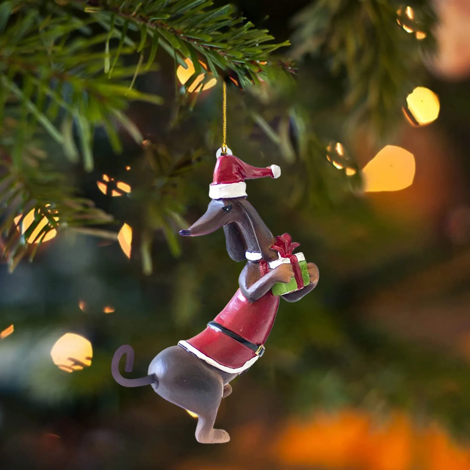 Christmas Tree Ornament Funny Dachshund Dog Pendant Decorative Xmas Tree Hanging Ornament New Year Holiday Party Supplies Gift