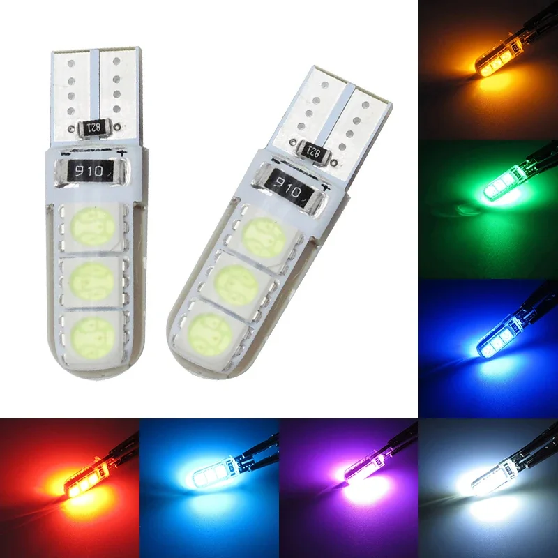 

10x T10 W5W Автомобильная светодиодная лампа указателя поворота 6SMD Авто интерьерная купольная лампа для чтения Номерный знак Клиновая сторона Супер яркий белый 12 В