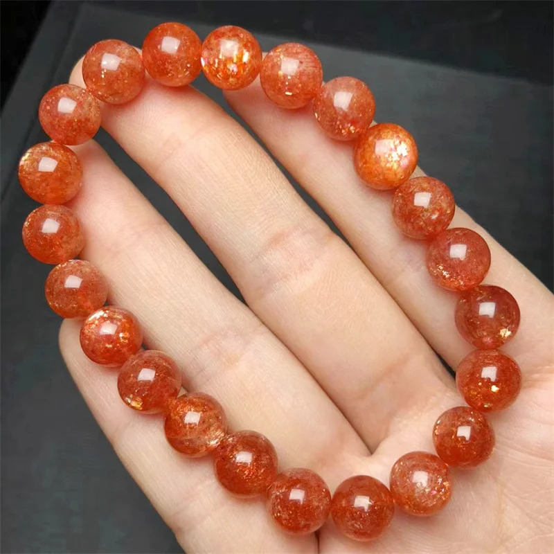 9MM Natural Gold Sunstone Bracelet Gemstone Crystal Reiki Healing Gemstone Bracelet Fengshui Jewelry Gift 1PCS