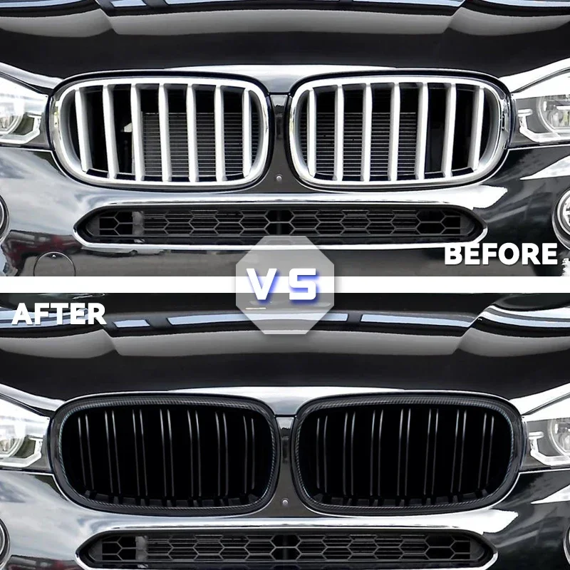 High Quality Front Bumper Grill Dual 2-Slat Kidney Grille For BMW X5 X6 M F15 F16 F85 F86 14-17 ABS Gloss Black Racing Grills