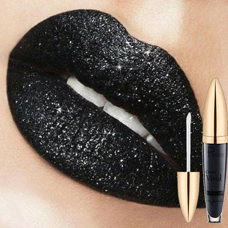 15 Colors Glitter Glossy Lip Gloss Matte Liquid Lipstick Waterproof Long-lasting Shiny Sexy Black Purple Blue Lip Tint Makeup