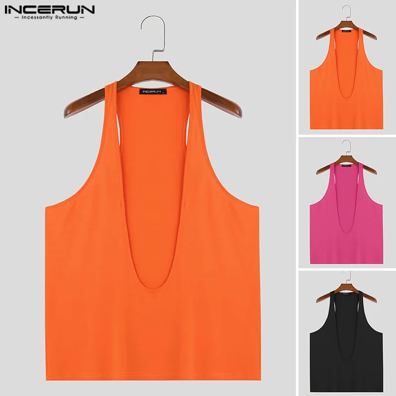 2024 MEN Sleeveless Tank Tops Fashion Summer Sexy Shirt Tee INCERUN Solid Color Tops Tee Men Clothing Streetwear Chemise S-5XL