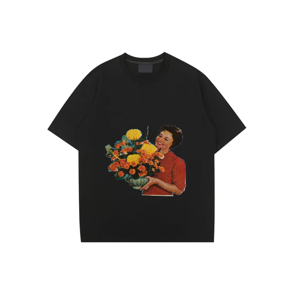 

Cotton Fashion Pattern Printed Hip Hop West Men's T Shirt Round Neck Loose Tops Breathable Comfortable Casual Oversized Clothing