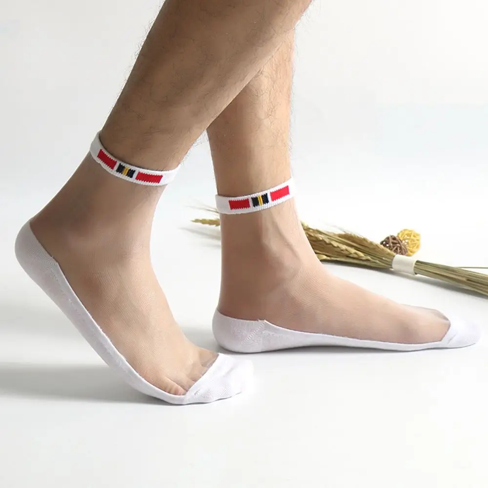 

Male Men Transparent Antiskid Ultra-Thin Cotton Short Socks Invisible Socks Short Crew