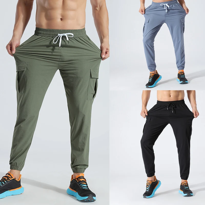 

Men's Running Pants Sportswear Jogging Sweatpants Quick Dry Thin Elastic Gym Fitness Trousers Training Sport Cargo Pants
