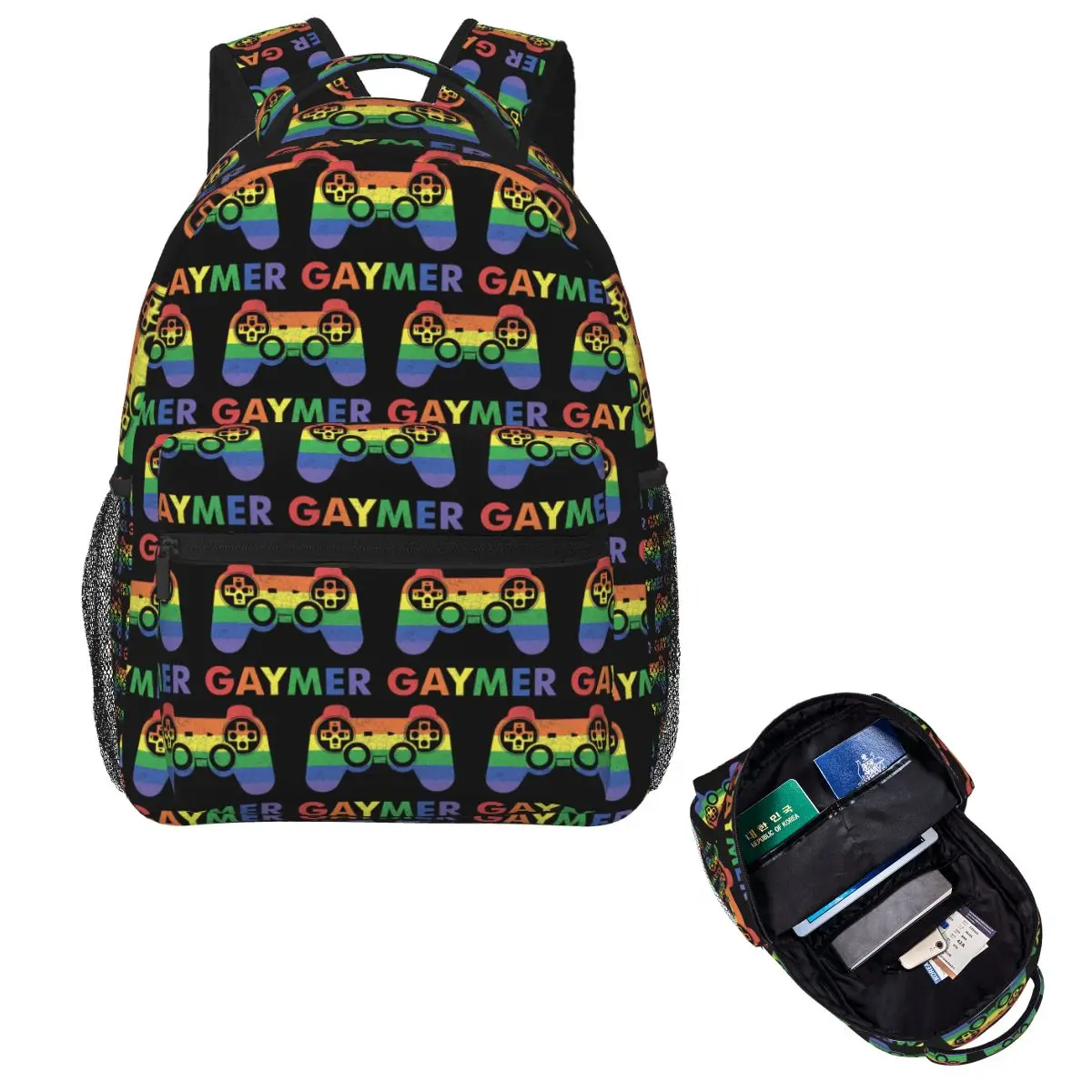 

Gaymer Funny Gay Pride Gamer Backpack Hot Sale Daypack Large Capacity Boys Girls BookBag School Bag Shoulder Bags for Men Women