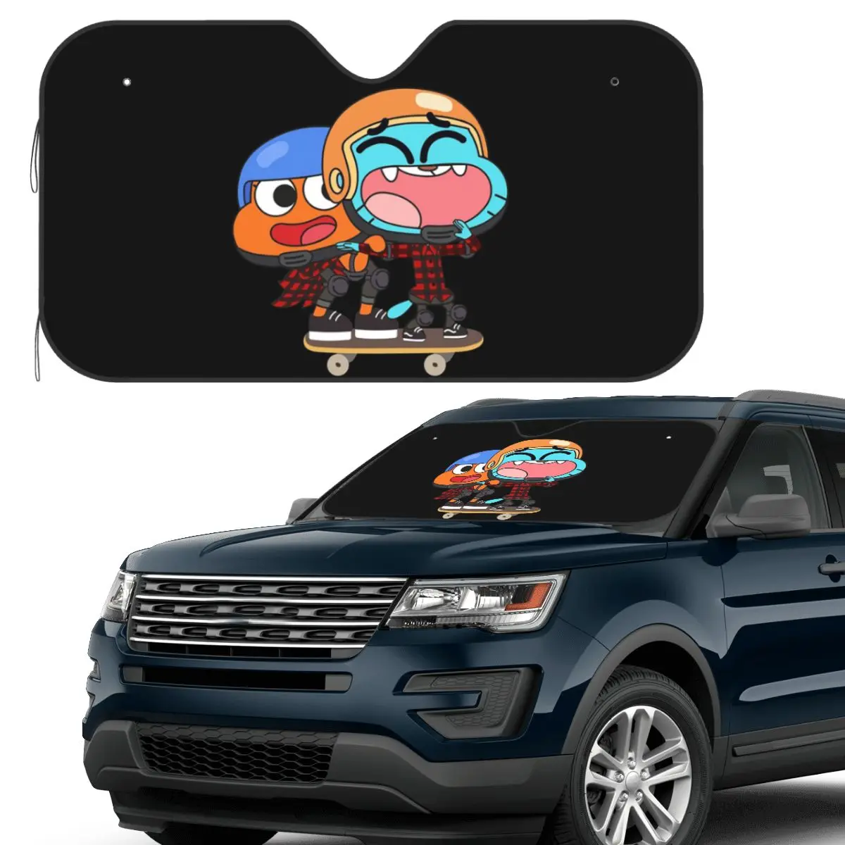 

Gumball Darwin Skate Sunshade Windscreen Car Front Windshield Window Sun Visor Accessories Covers