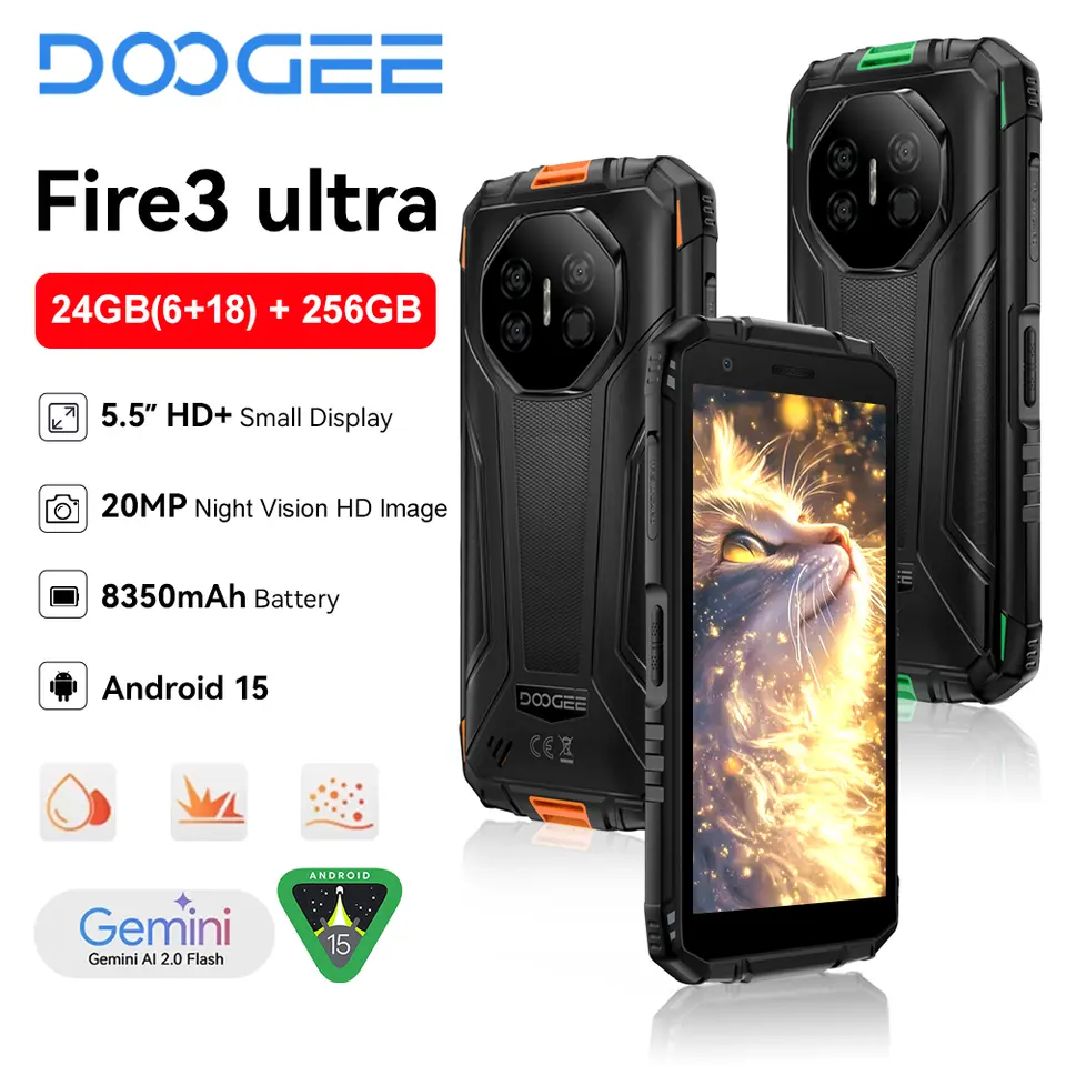 هاتف DOOGEE Fire 3 المتين بشاشة 5.5 بوصة وذاكرة 24 جيجابايت و 256 جيجابايت