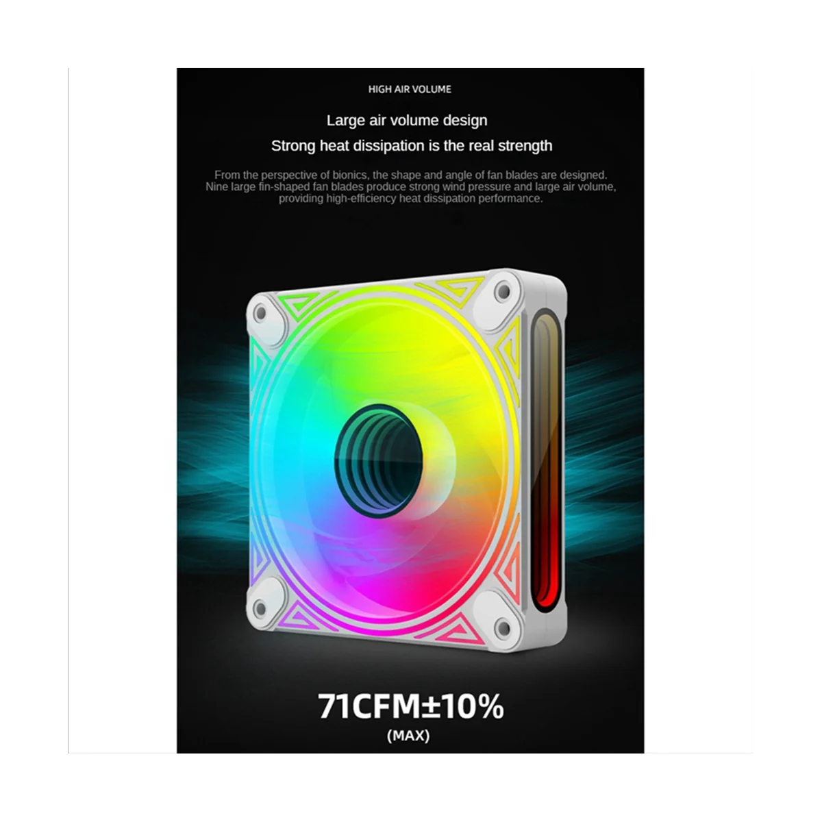 ARGB Dragon Mirror Computer Chassis Cooling Fan 12Cm Magical Color Mute PWM Temperature Control Speed Regulation Fan,B