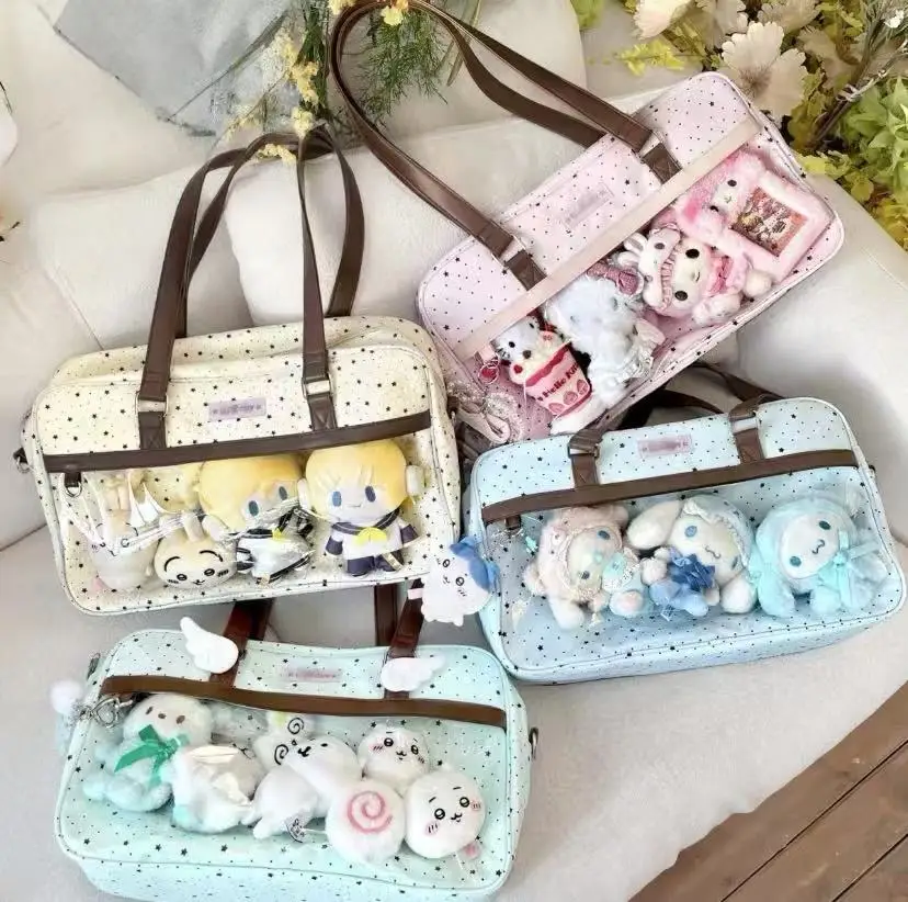 

Japanese Jk Uniform Transparent Pain Bag 15cm Cute Baby Bag Large Capacity Sweet Lady Commute Shoulder Messenger Bag