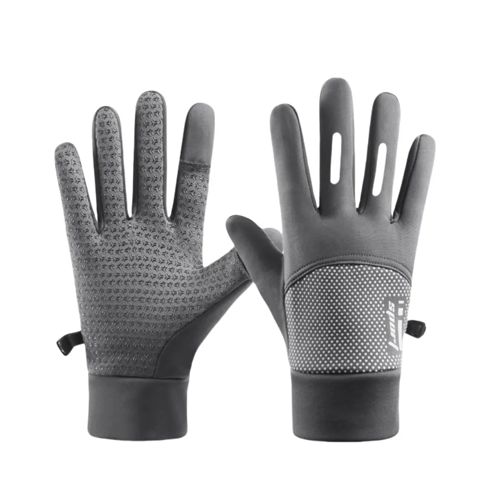 

Simple Solid Color Fingerless Gloves Men Fleece-lined Warm Fishing Gloves Mittens Anti-slip Men's Cycling Gloves Men