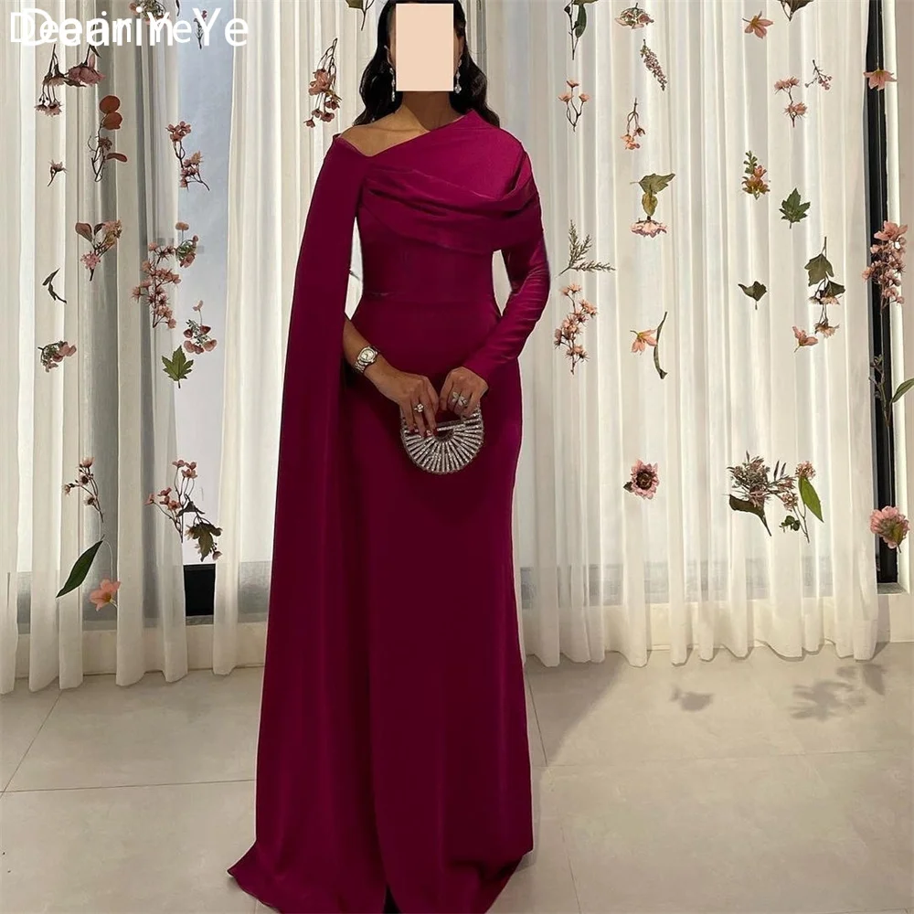 Customized Evening Gown Formal Dearin Asymmetrical Column Floor Length Skirts Draped Vertically Bespoke Occasion Dresses Saudi A