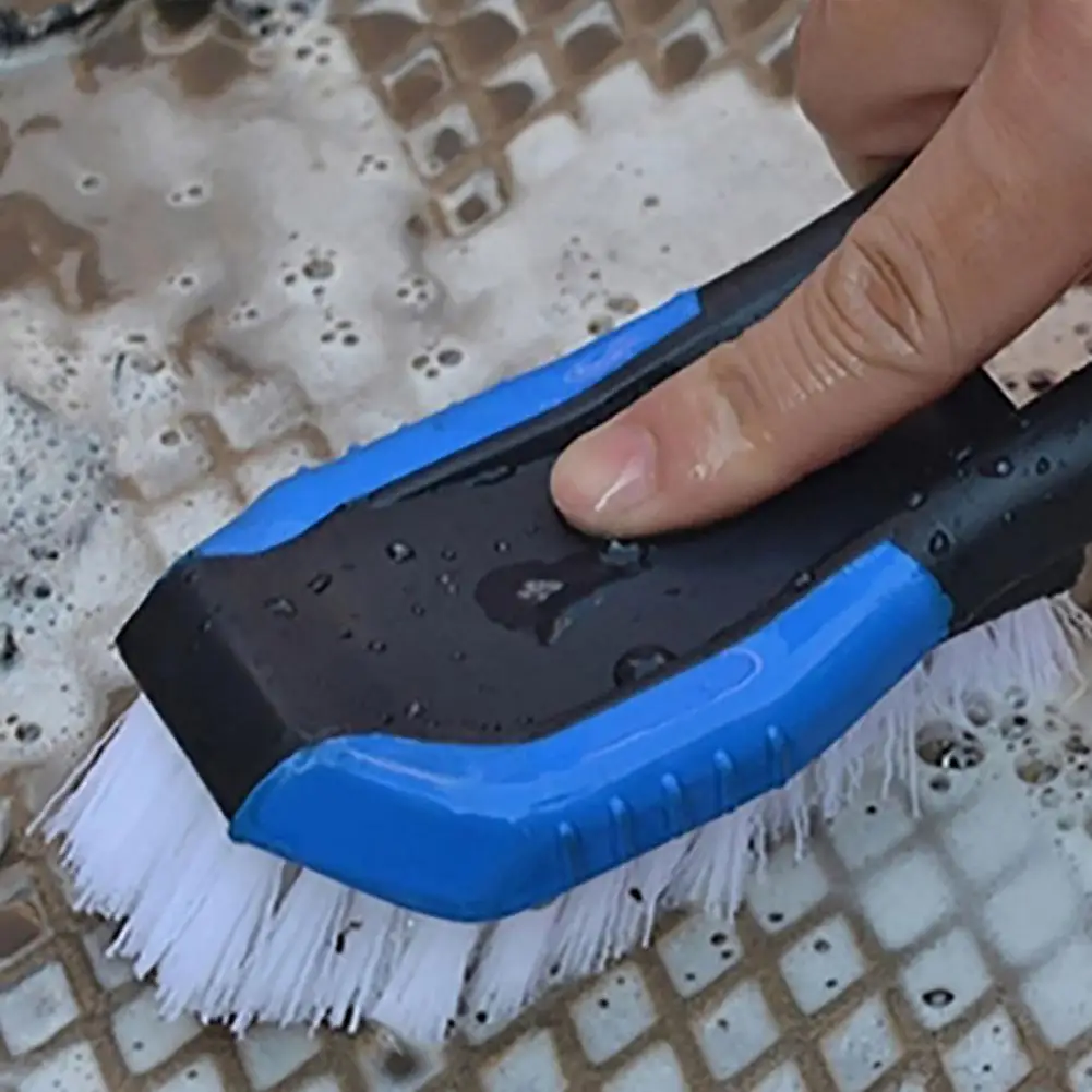 Ergonomic Car Brush Heavy Duty Carpet Brush for Car Floor Mats Hard Bristle Tire Rim Tool Non-slip Handle Car Wheel Brush