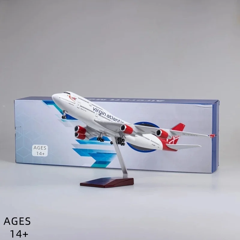 

1/150 Scale B747 Airplane Model British Virgin Airways 47cm Diecast Resin Airplane With Led Lights And Wheel For Decoration Gift