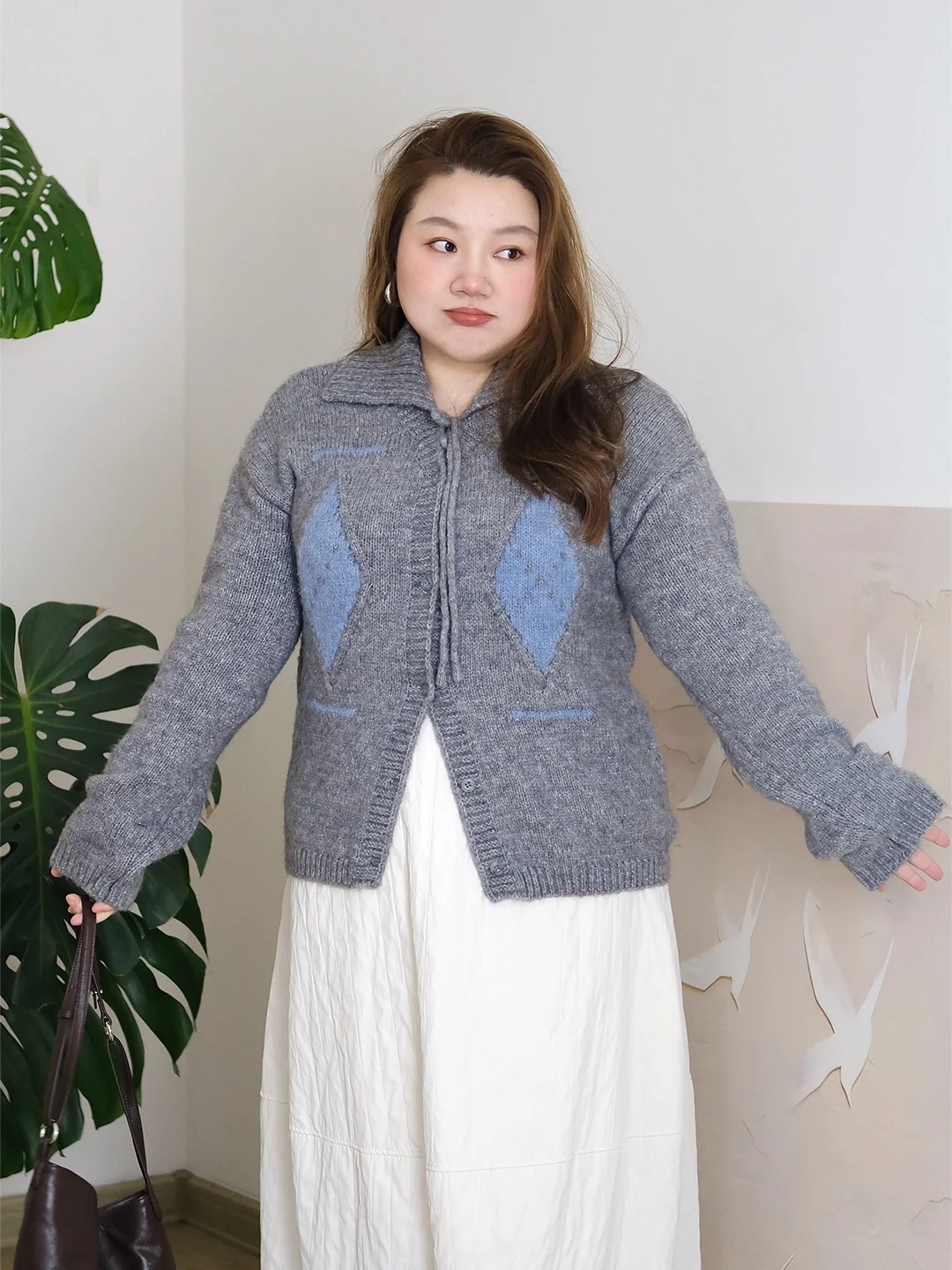 

Zooobaby24 Корейский простой вязаный кардиган с отложным воротником на молнии, женский приталенный топ с длинными рукавами, осень-зима