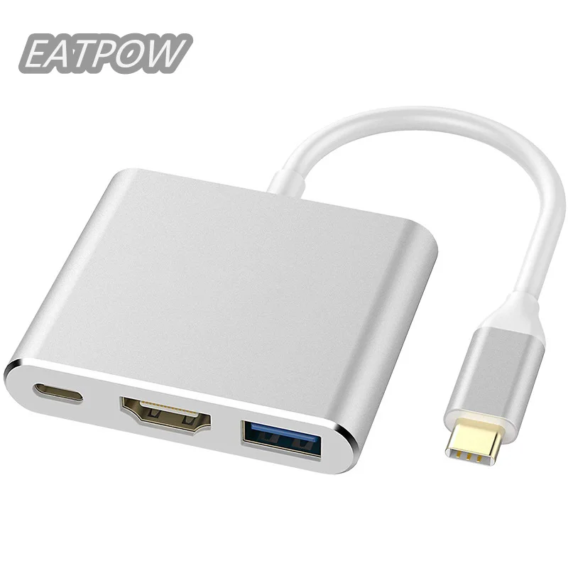 EATPOW Loại-C Đến USB3.0 Đa Cổng Dock Station Với Hd-Mi + Usb3.0 + Pd Cấp Nguồn Sạc loại C Sang Usb 3.0 Hub Cho Laptop