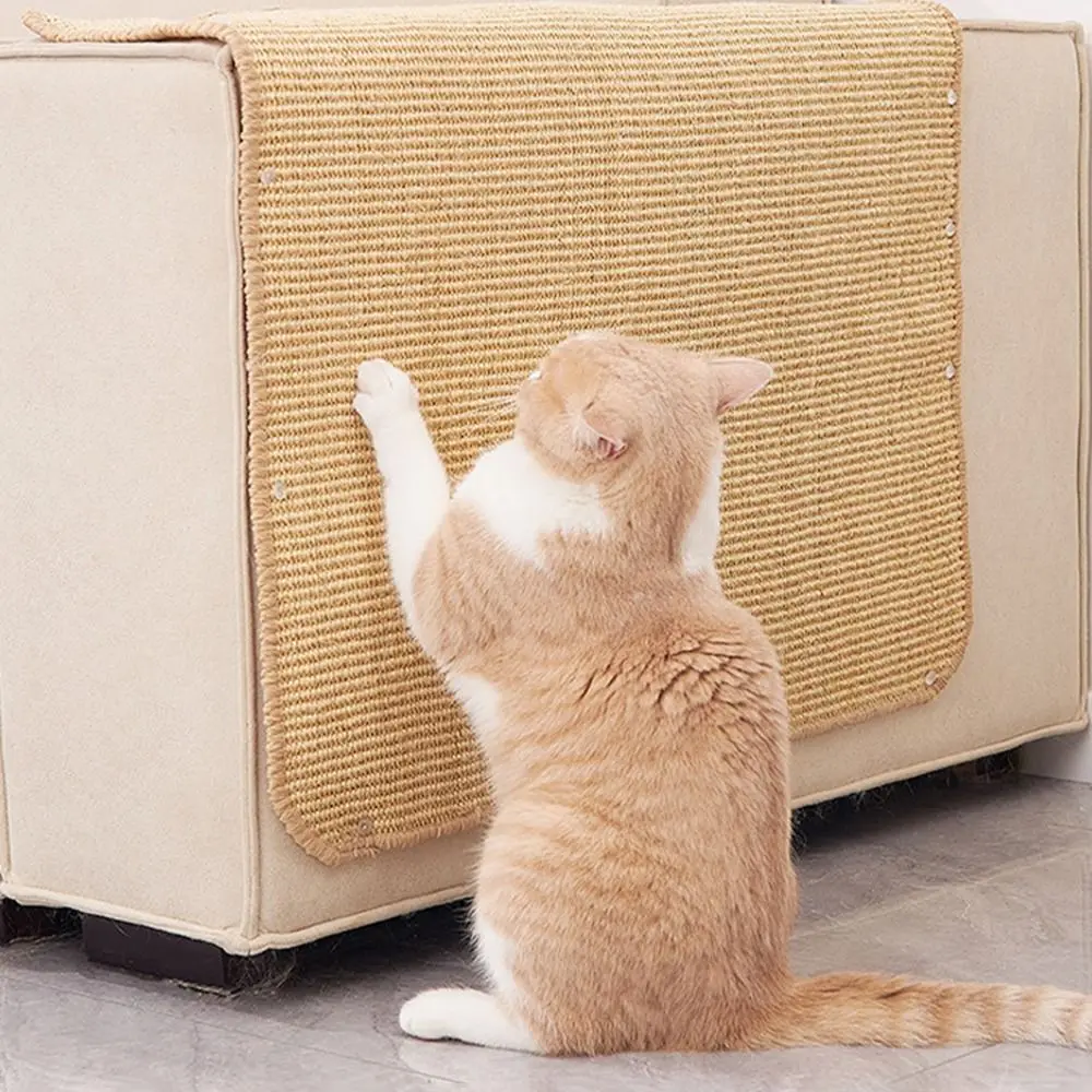 Natural Sisal Cat Scratcher Mat Horizontal Oatmeal Cat Floor Scratching Pad Rug Protect Carpets and Sofas Multisize