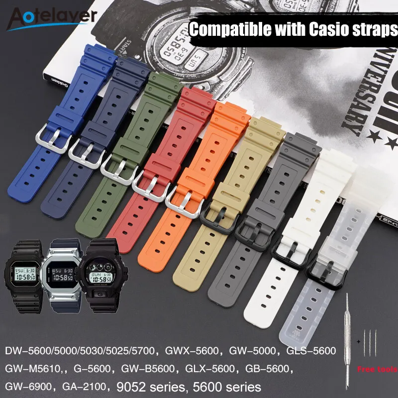 

16mm Watch Strap for Casio G-Shock DW-6900 5600 GW-M5610 DW-5600E GA-2100 Colorful Resin Rubber Wrist Band Bracelet Accessories