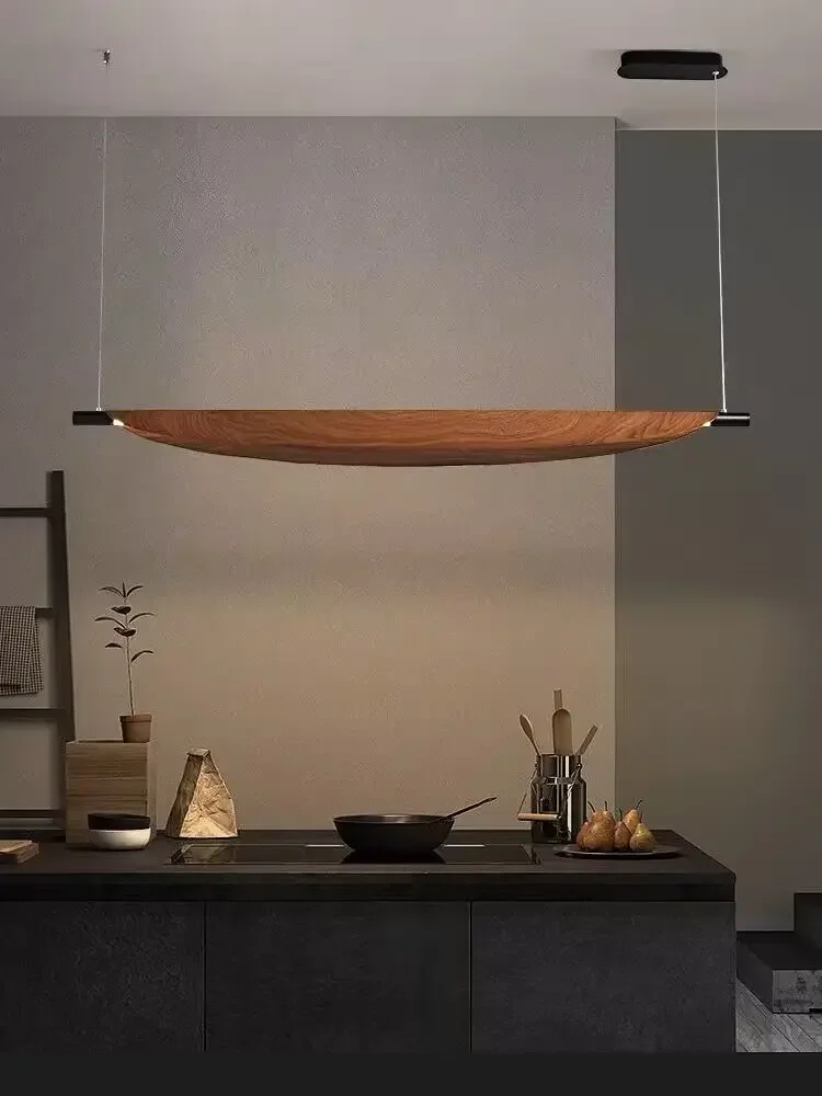 

Modern simple table chandelier kitchen lamps home decoration chandelier indoor lighting simple strip wood chandelier