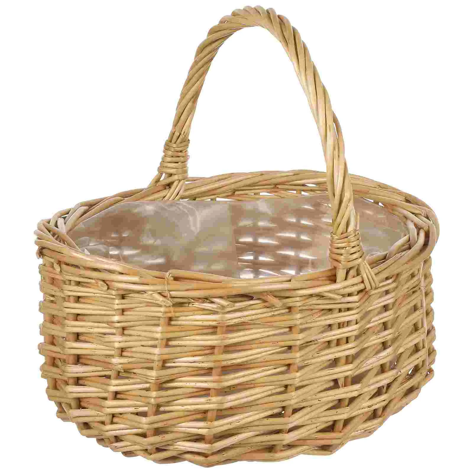 

Portable Egg Basket Novel Design Multi-purpose Fruits Picking Manual for Desktop Handheld Rattan Woven