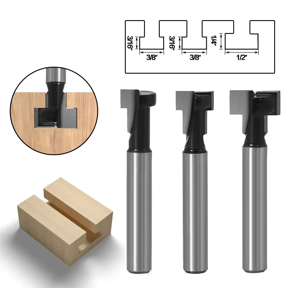 

1PC 1/4" 6MM 6.35MM Shank Milling Cutter Wood Carving T-Slot Cutter Router Bit Hex Bolt Key Hole Bits T Slotting Milling Cutter