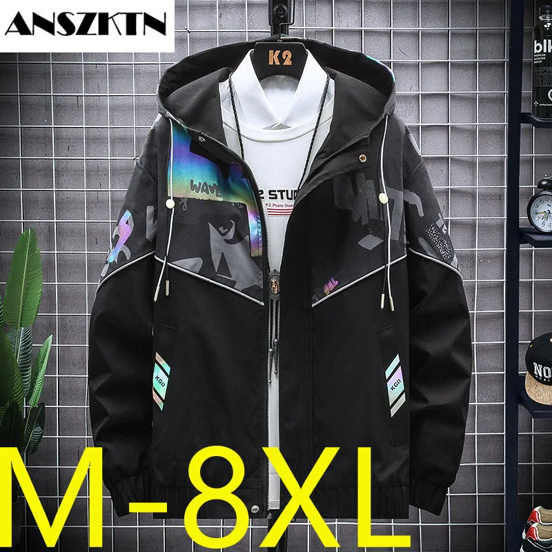 ANSZKTN Korean students leisure trend coat men slim men's jacket versatile clothes jacket graffiti black a generation of hair