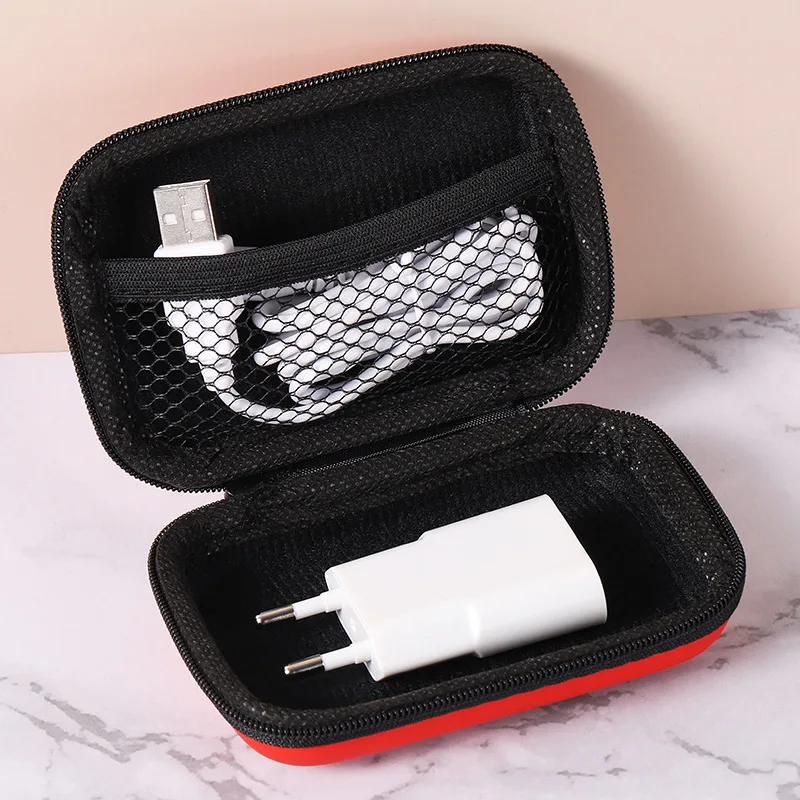 Caixa portátil Mini fone de ouvido, Coin Purse Headset Case, USB Cable Storage Box, Earbuds Cover, USB Cable Organizer