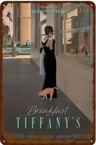 BREAKFAST AT TIFFAN'S MOVIE METAL TIN SIGN ART MOVIE NOSTALGIA AUDREY HEPBURN sign sign
