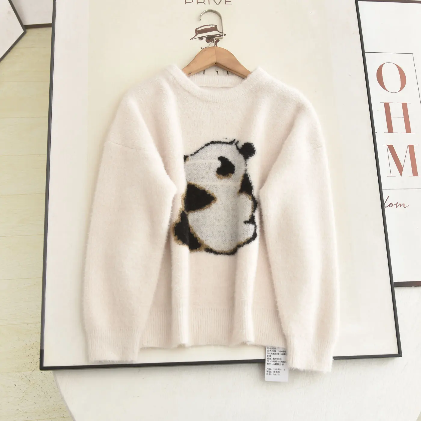

Soft Cozy 2025 Autumn Winter Knitted Sweater Comfortable round Ne Panda Embroidery Long Sve Women's Faion Casual Top