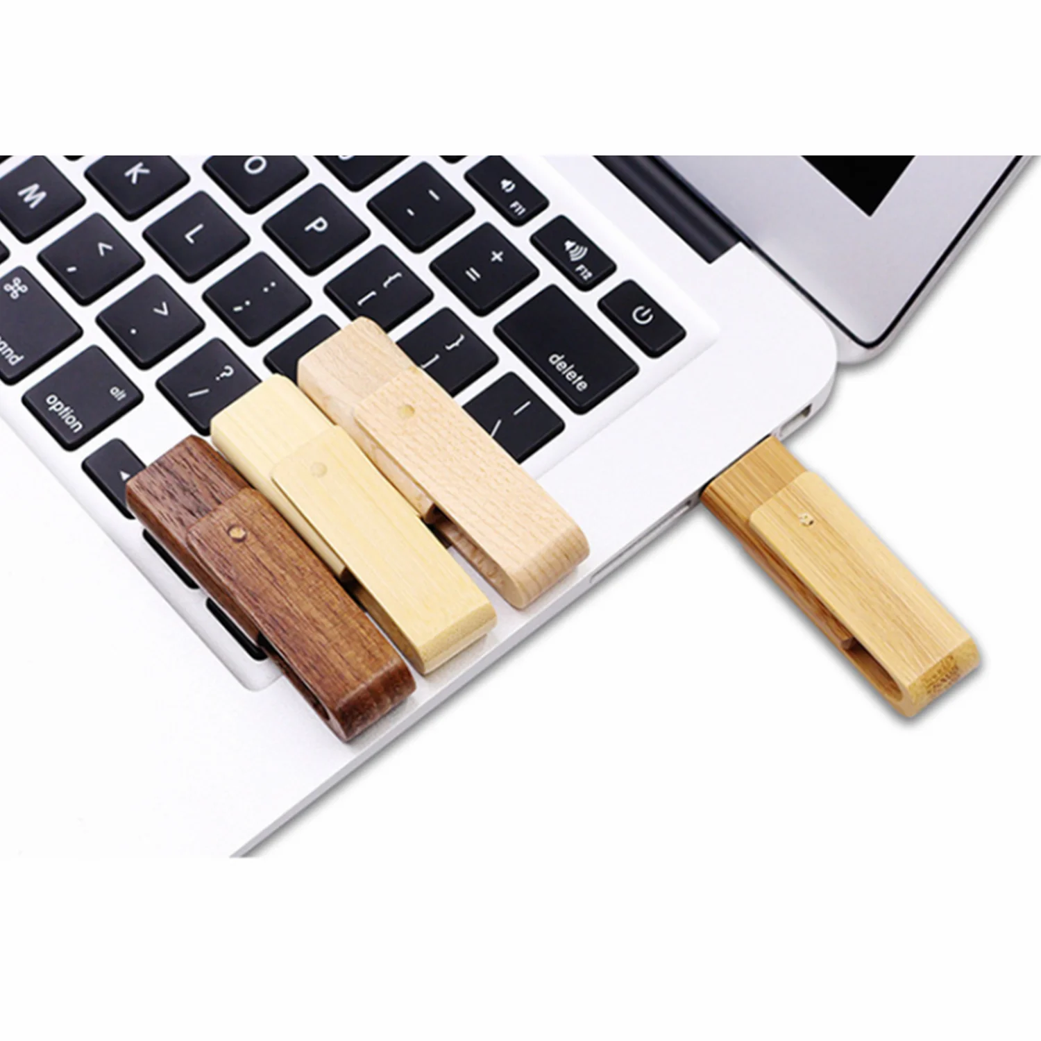 ฟรีที่กําหนดเองเลเซอร์แกะสลักโลโก้สีคลิปไม้ USB2.0 แฟลชไดรฟ์ 4GB 8GB 16GB 32GB 64GB 128GB Memory Stick